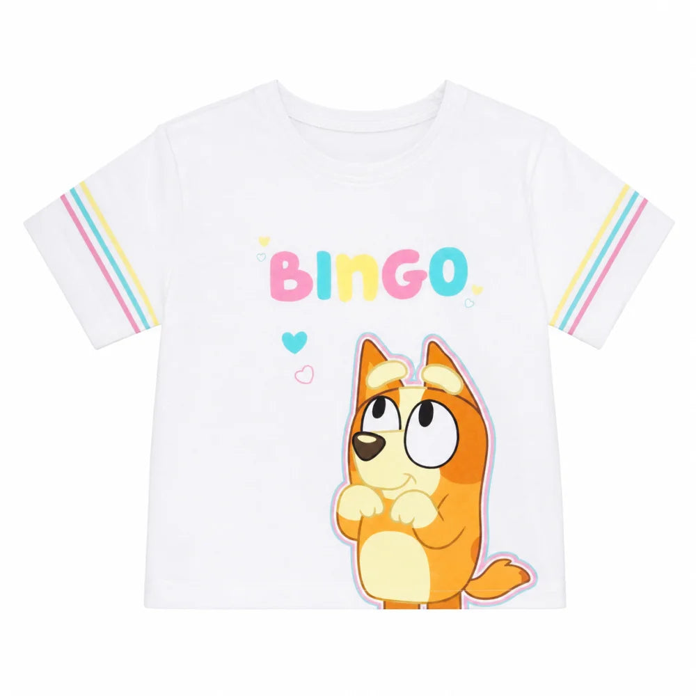 Bluey Bingo 2er Set Kinder Mädchen kurzarm T-Shirt Shirt Gr 92-98 Baumwolle - WS-Trend.de