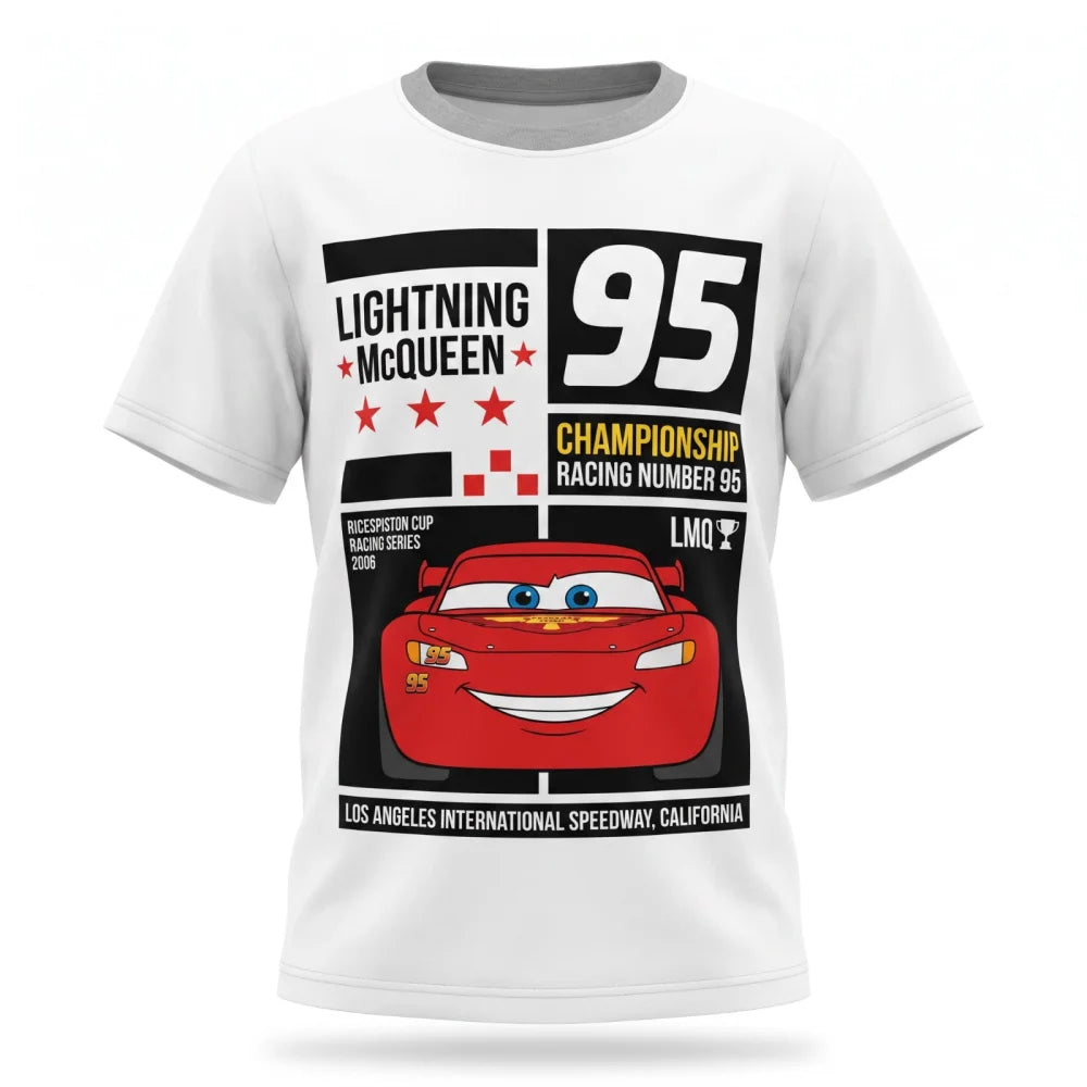 Disney Cars Lightning McQueen Kinder T-Shirt Kurzarm Shirt 98 bis 128 Weiß Blau - WS-Trend.de