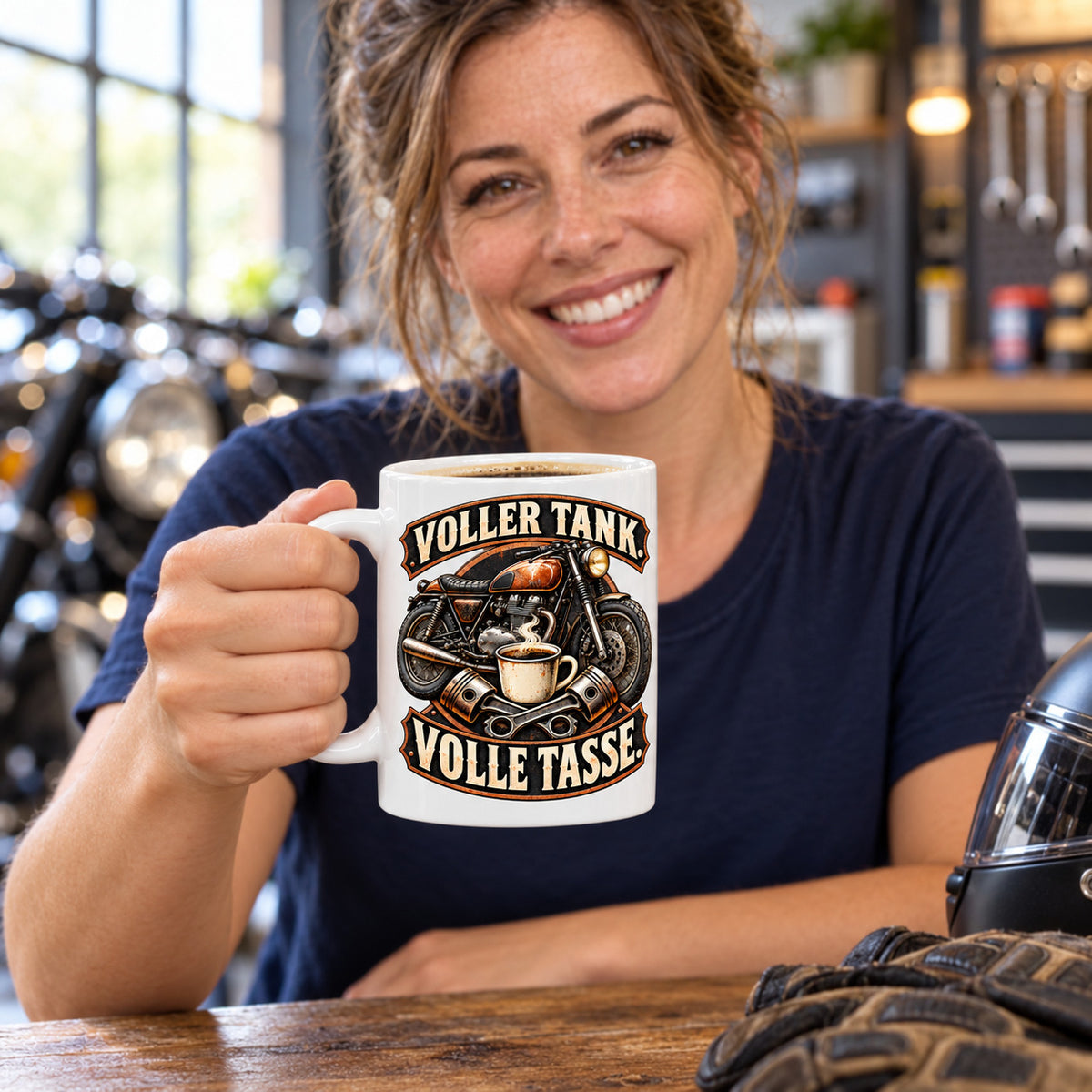 Motorrad Tasse Spruch Keramik 330ml Biker Geschenk beidseitig bedruckt