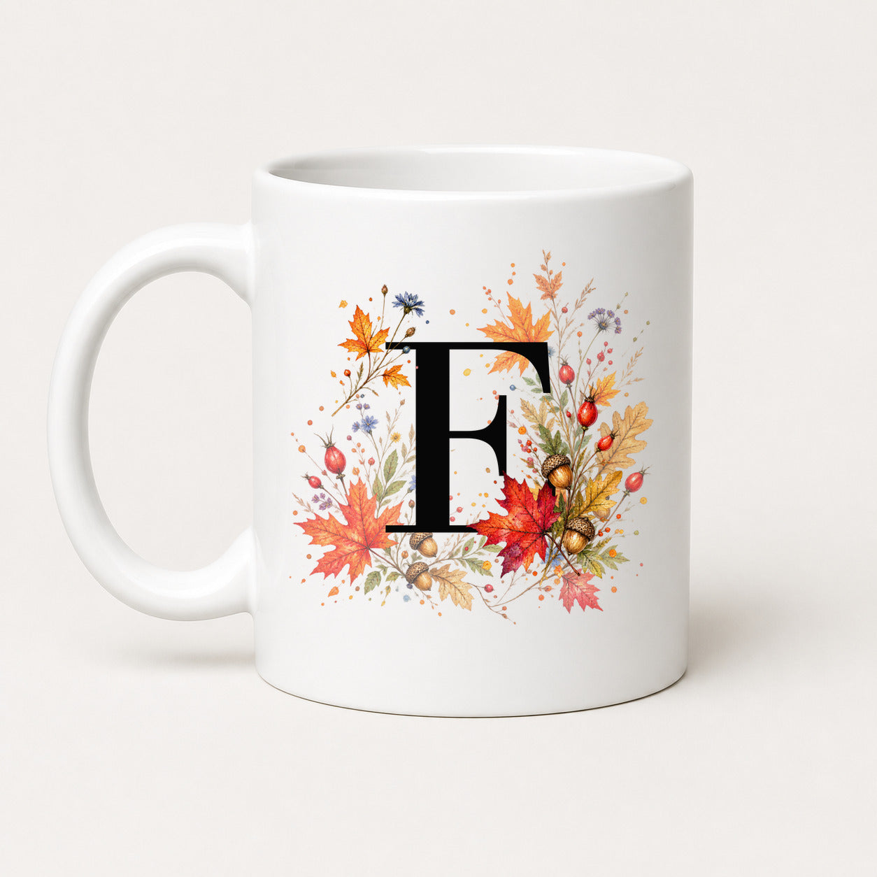 Herbst Tasse A-Z Buchstaben 325 ml Keramik Geschenkidee personalisiert