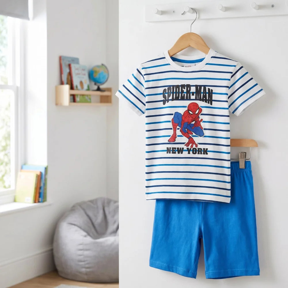 Marvel Spiderman Kinder Schlafanzug Pyjama kurz Nachtwäsche 104 - 134 Baumwolle - WS-Trend.de