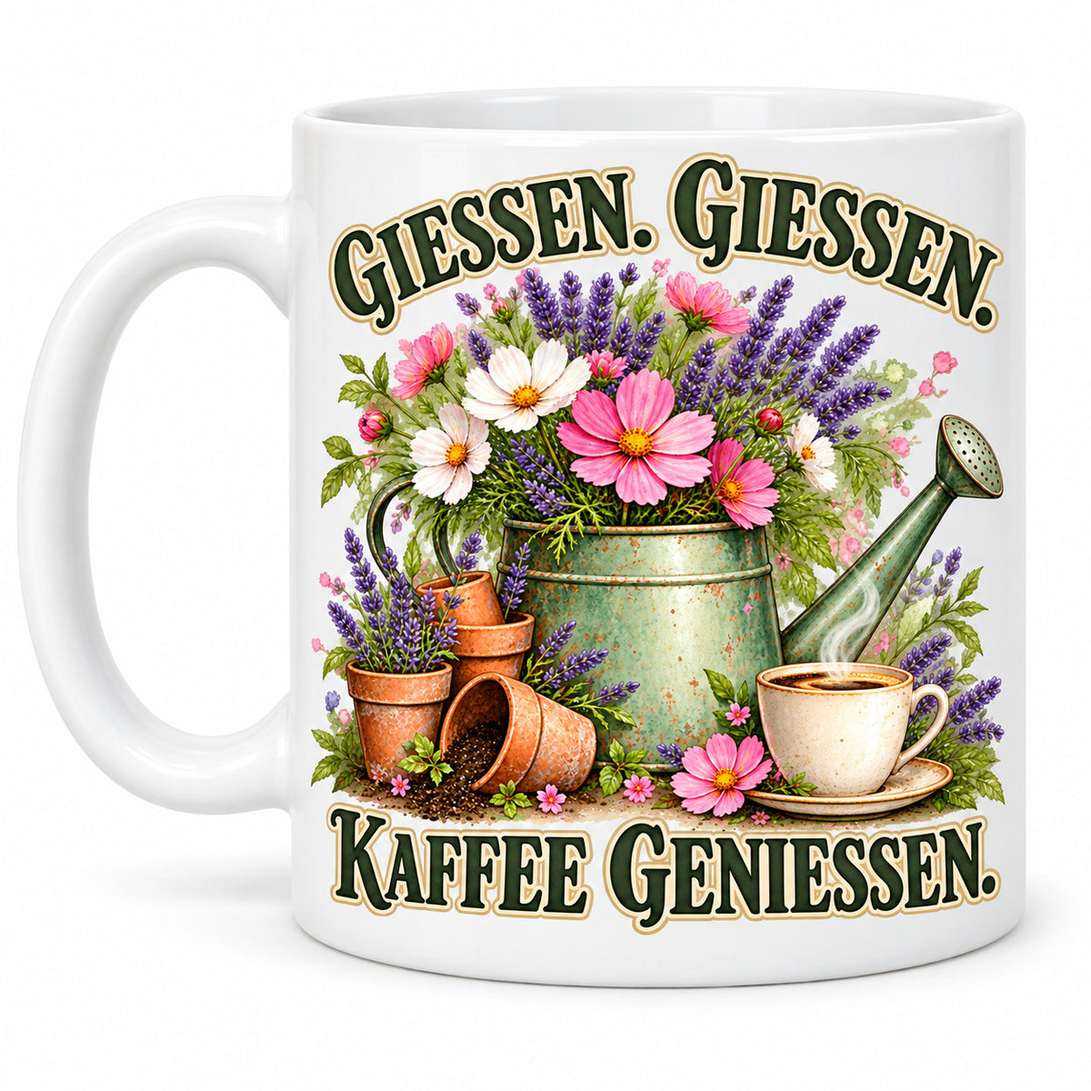 Garten Tasse Spruch Keramik 330ml Geschenk Datscha Schrebergarten bunt