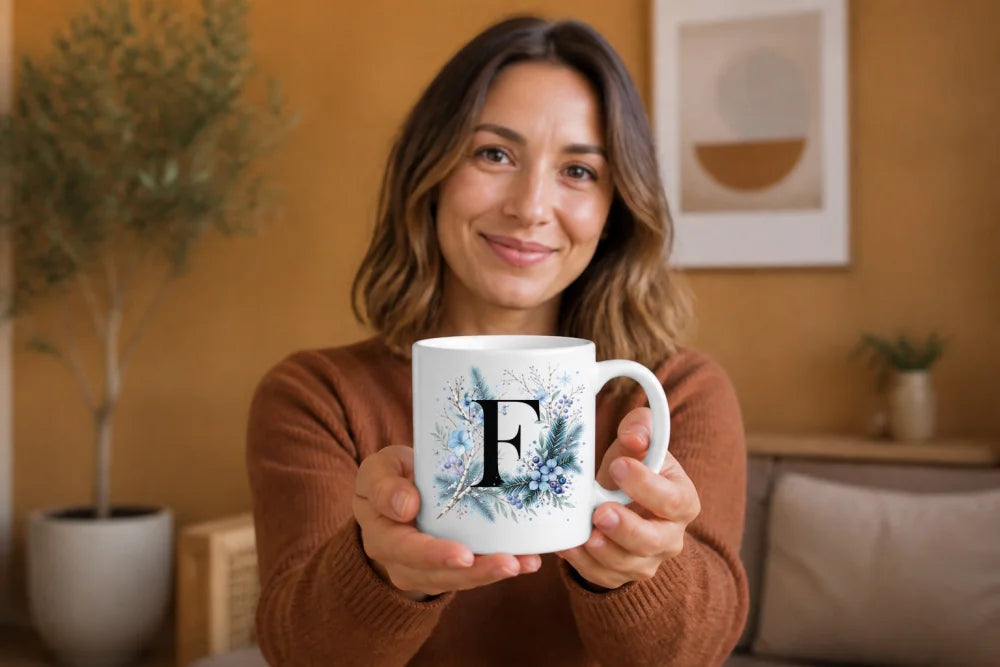 Winter Tasse A-Z Buchstaben 325 ml Keramik Geschenkidee personalisiert - WS-Trend.de