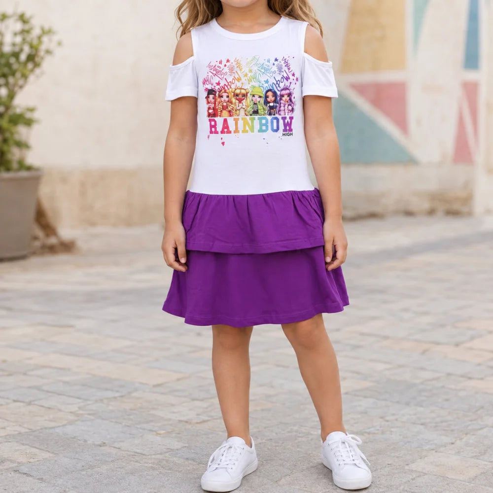 Rainbow High Mädchen Kinder Sommerkleid kurzes Kleid 104 -110 Baumwolle - WS-Trend.de