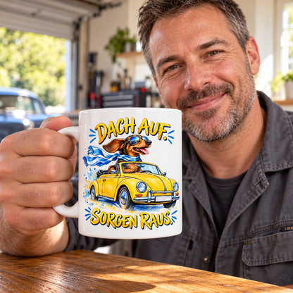 Auto Tasse Spruch Keramik 330 ml Geschenk für Autofan beidseitig Druck