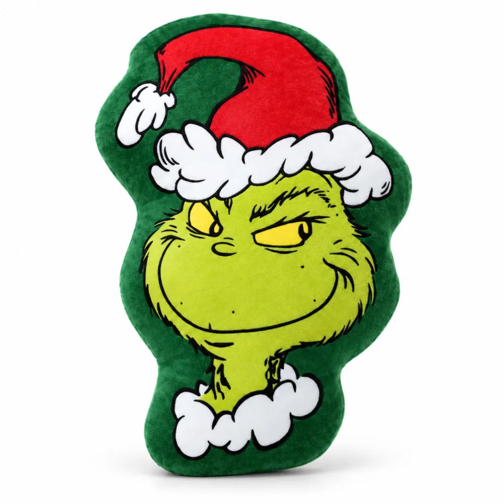 Der Grinch 3D Velourskissen 36x23x5 cm Weihnachtsmütze grüner Rand - WS-Trend.de