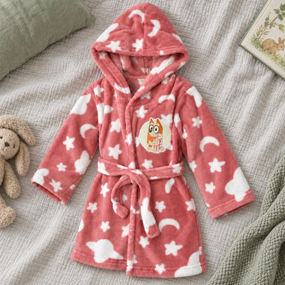 Bluey Kinder Hausmantel Bademantel mit Kapuze Coral Fleece Gr. 98-116 - WS-Trend.de