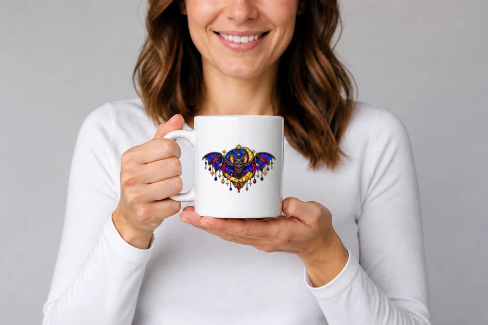 Halloween Tasse Fledermaus 325 ml Keramik Buntglas Geschenk - WS-Trend.de