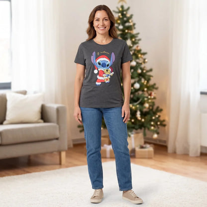 Disney Stitch Damen Weihnachten kurzarm Shirt T-Shirt Gr. S-XL - WS-Trend.de
