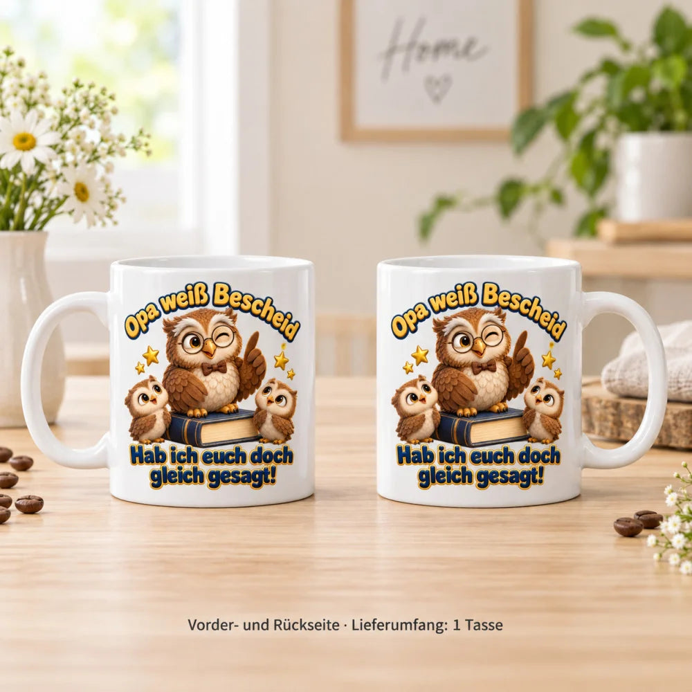 WS-Trend Eulenopa Tasse Keramik 330 ml Geschenk für Opa zum Geburtstag - WS-Trend.de