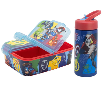 Marvel Avengers Kinder Set 2 tlg 3 Kammern Brotdose Trinkflasche 410 ml - WS-Trend.de