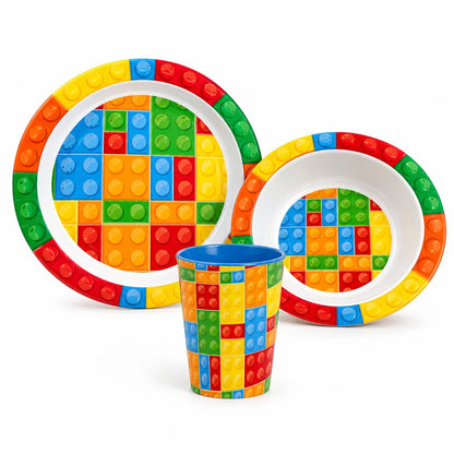 Klemmbausteine Bausteine 3 tlg. Kinder Frühstücks-Set Teller Schüssel Becher - WS-Trend.de