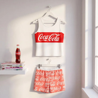 Coca Cola Mädchen Pyjama Schlafanzug Shirt Shorts 134 - 164 Baumwolle - WS-Trend.de
