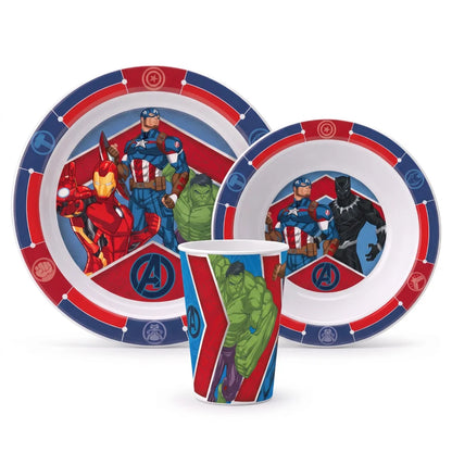 Marvel Avengers Kinder Geschirr-Set 3 teilig Becher Teller Schüssel Thor Hulk - WS-Trend.de