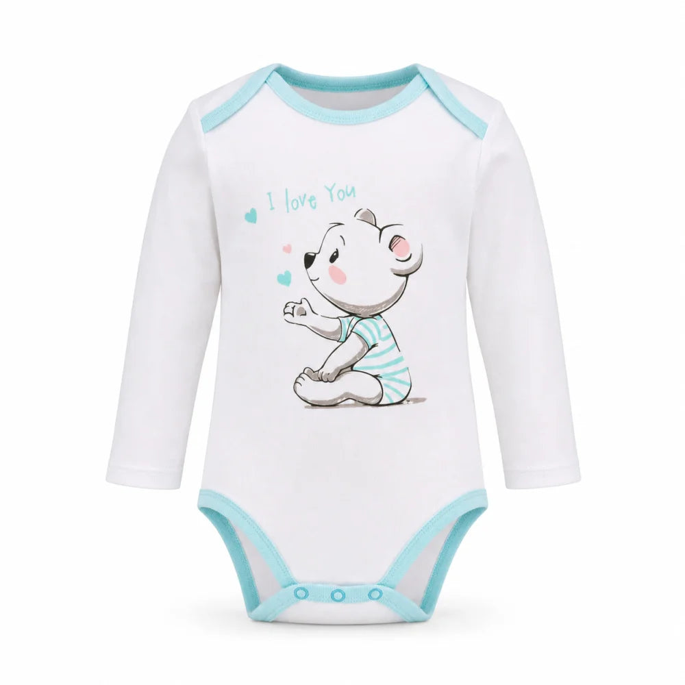 Baby 2er Pack langarm Body Strampler Schlafanzug Gr. 68 Dinos Bärchen - WS-Trend.de