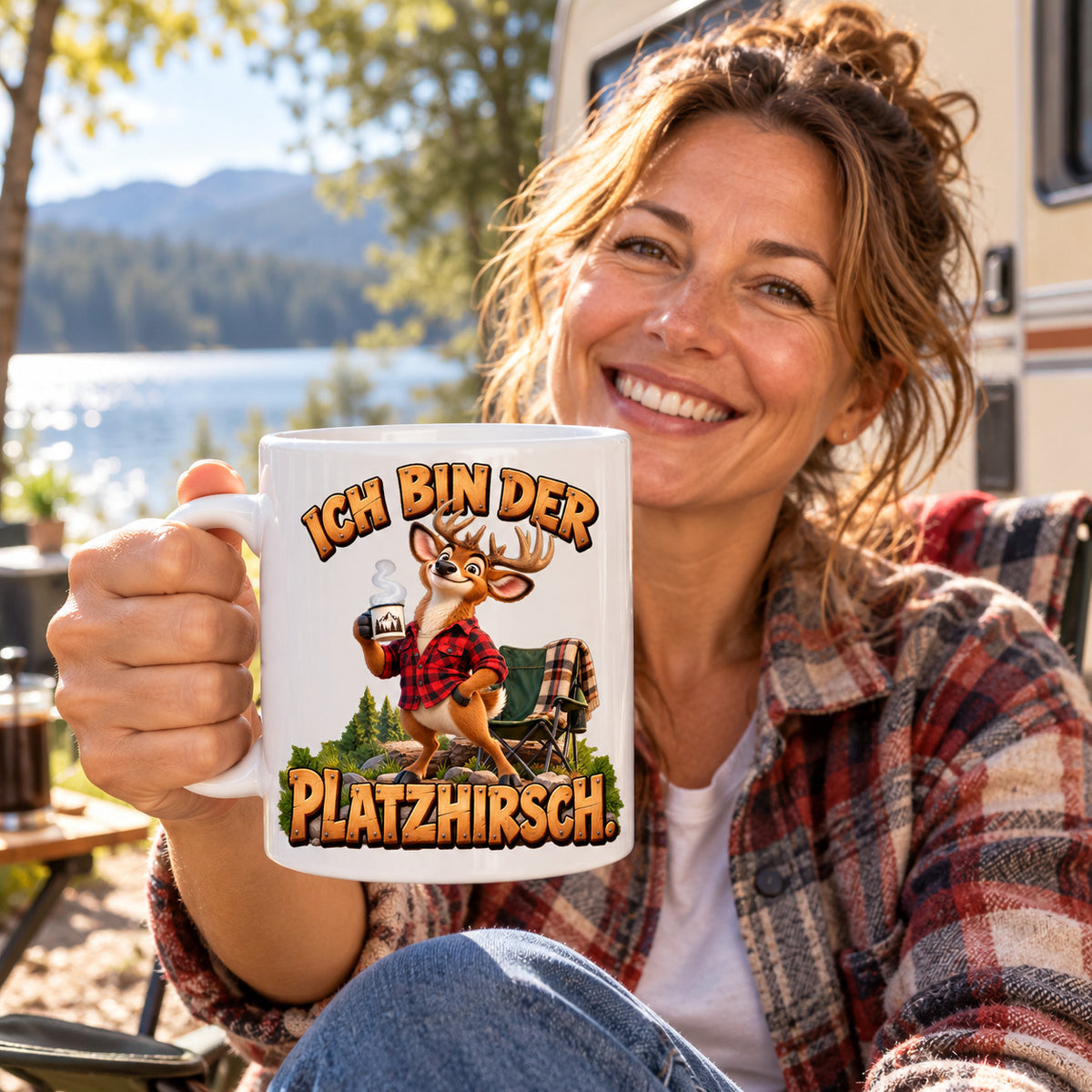 Camping Tasse Spruch Keramik 330 ml Geschenk Camper Wohnmobil Urlauber