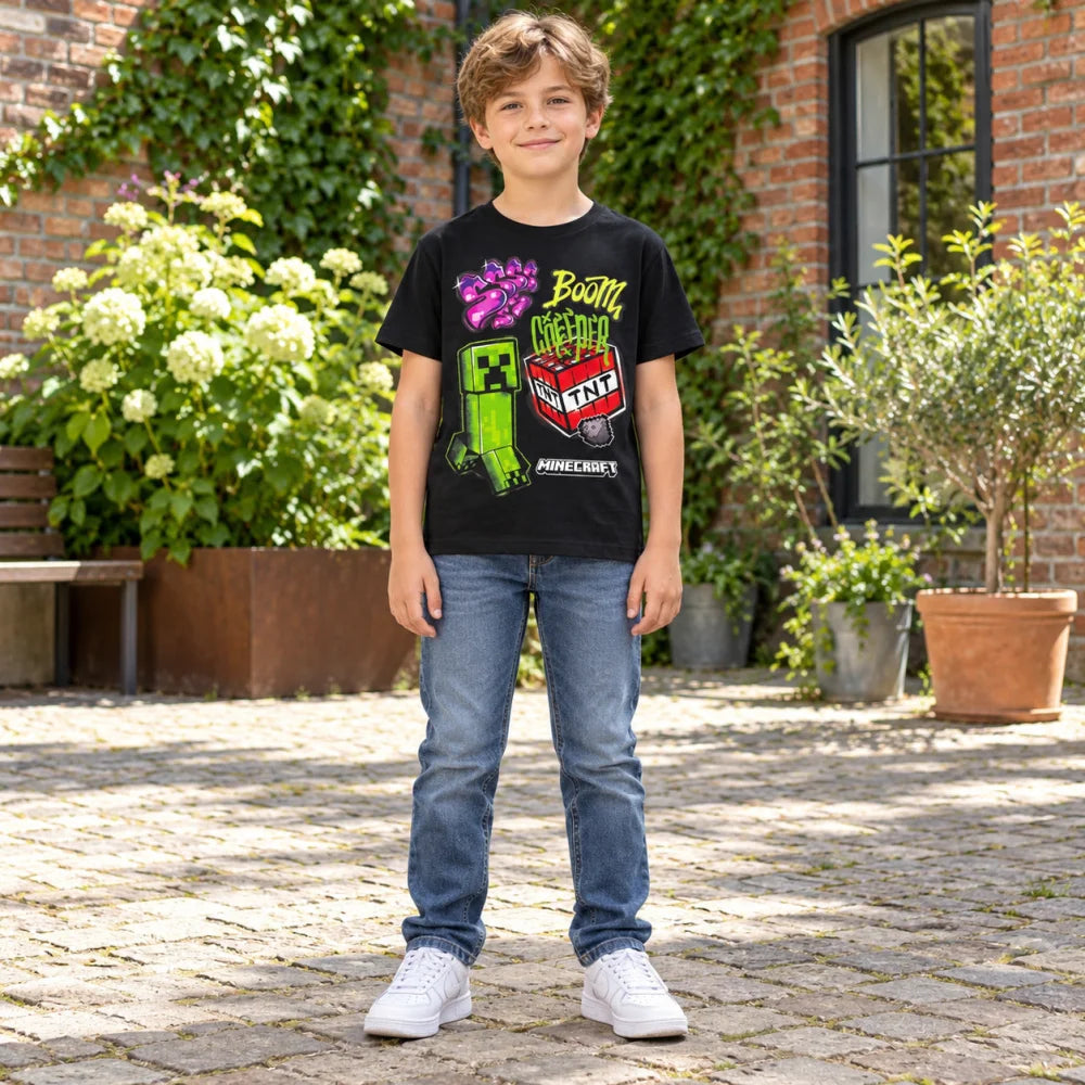 Minecraft Creeper TNT T-Shirt schwarz - WS-Trend.de