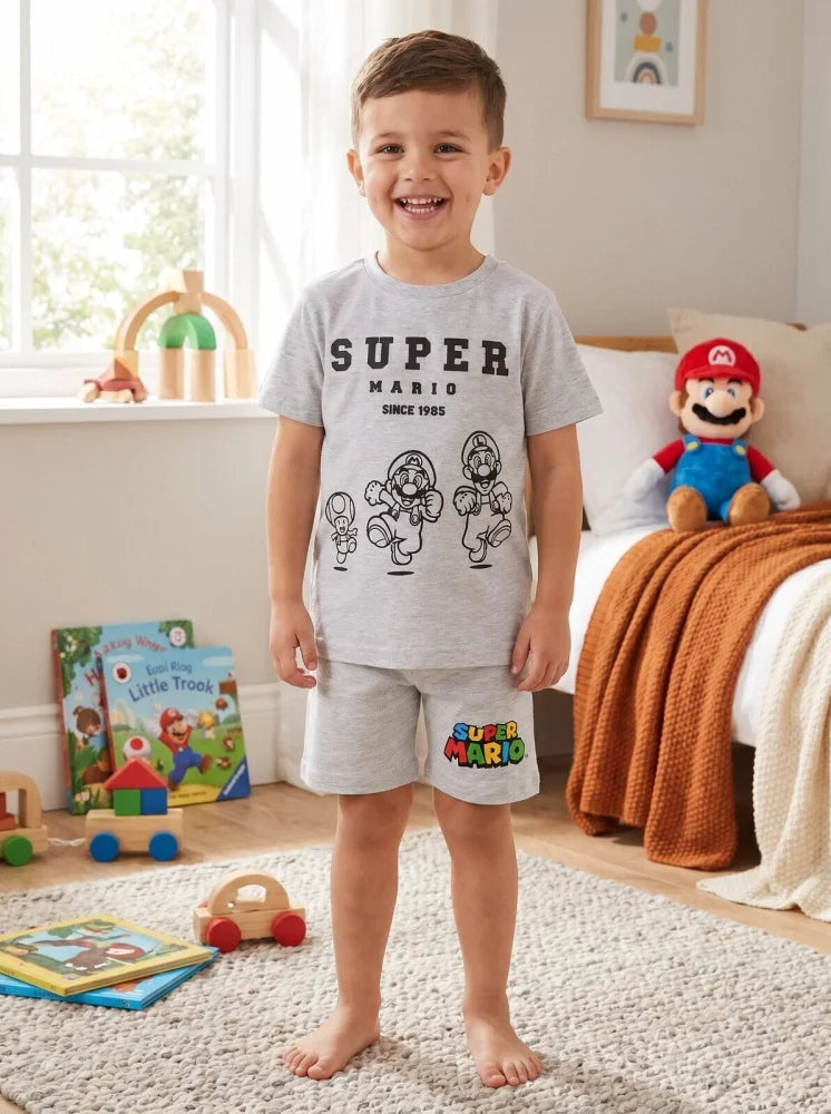 Super Mario 2-teiliger Kinder Jungen Pyjama Shirt Shorts Gr. 104 - WS-Trend.de
