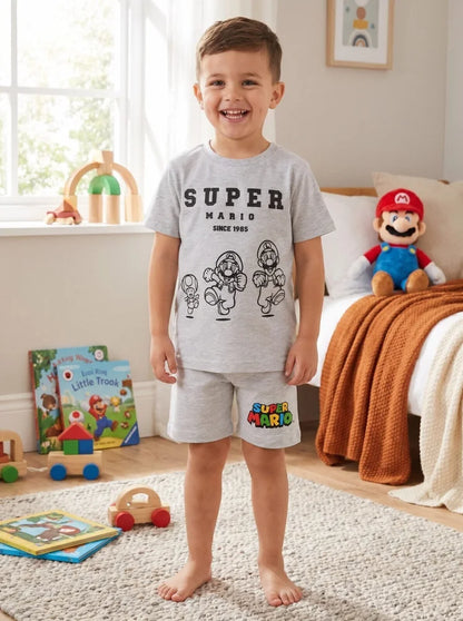 Super Mario 2-teiliger Kinder Jungen Pyjama Shirt Shorts Gr. 104 - WS-Trend.de