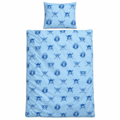 One Piece Ruffy Crew Wendebettwäsche blau 135-140x200 + 65x65 cm - WS-Trend.de