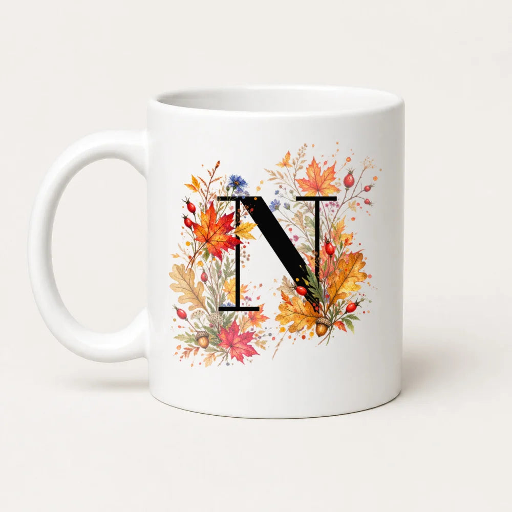 Herbst Tasse A-Z Buchstaben 325 ml Keramik Geschenkidee personalisiert - WS-Trend.de