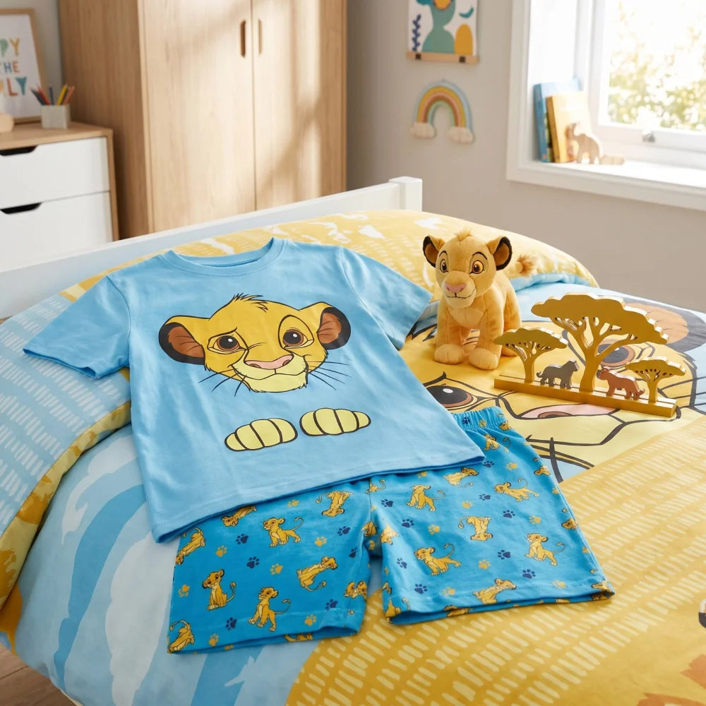 König der Löwen Simba Kinder kurzarm Schlafanzug Pyjama 98 -128 Baumwolle - WS-Trend.de