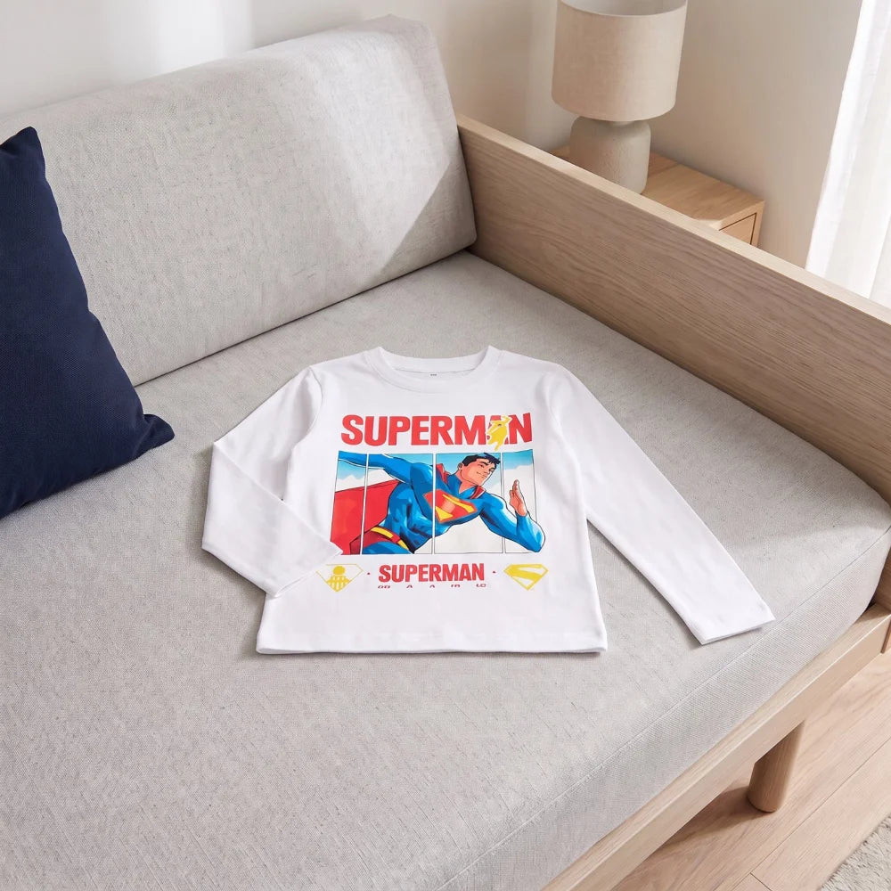 Print-Shirt DC Comics Superman Kinder Jungen langarm T-Shirt Langarmshirt - WS-Trend.de