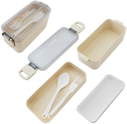 Lunchbox WS-Trend 3-teiliges Kinder-Lunch-Set – Brotdose 750 ml Doppel-Fächer Besteck - WS-Trend.de