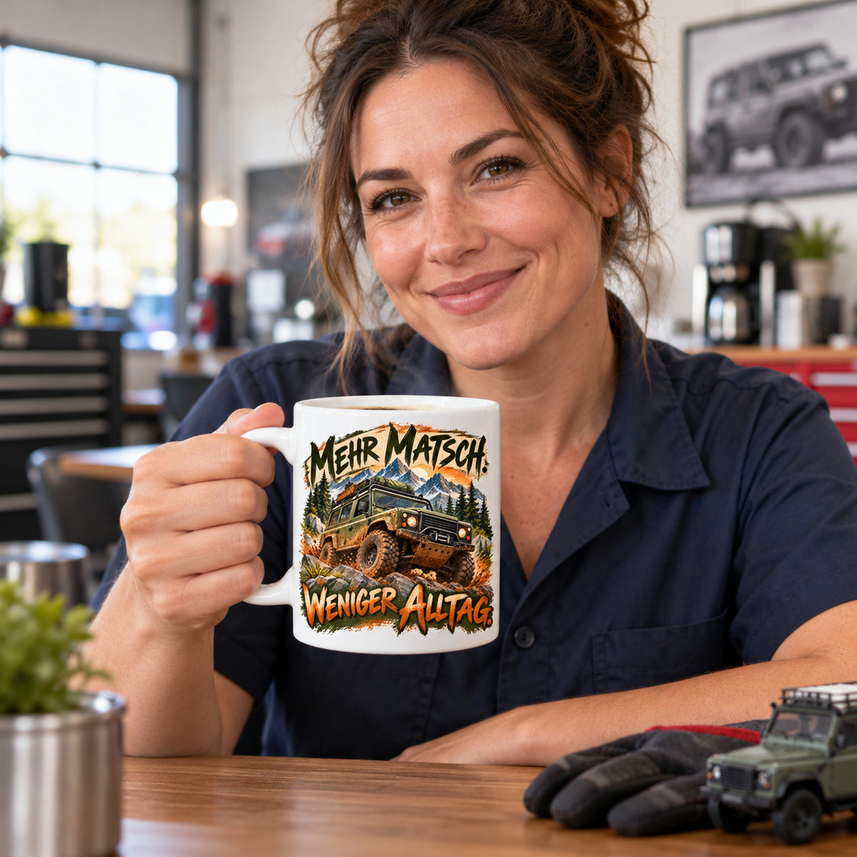 Auto Tasse Spruch Keramik 330 ml Geschenk für Autofan beidseitig Druck