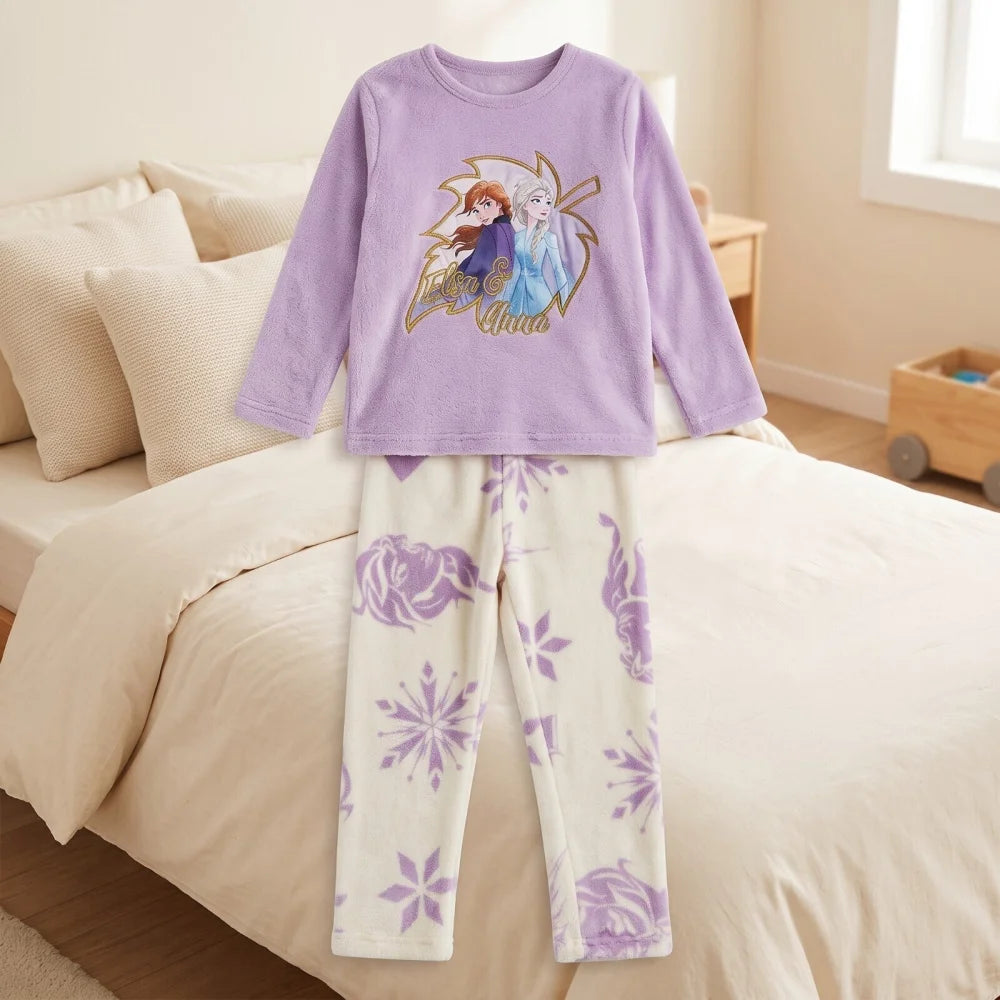 Schlafanzug Disney Die Eiskönigin Kinder Mädchen Coral Fleece Pyjama - WS-Trend.de