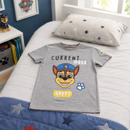 Print-Shirt PAW PATROL Chase Jungen T-Shirt kurzarm 98–128 Baumwolle Grau/Weiß - WS-Trend.de