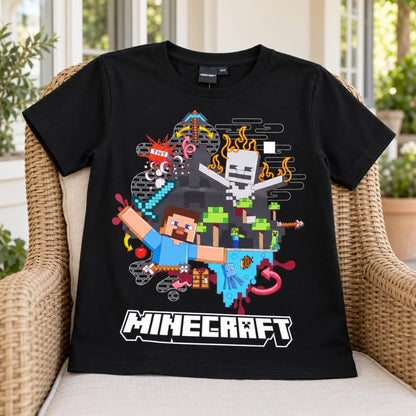 Minecraft Steve Pixel T-Shirt schwarz - WS-Trend.de
