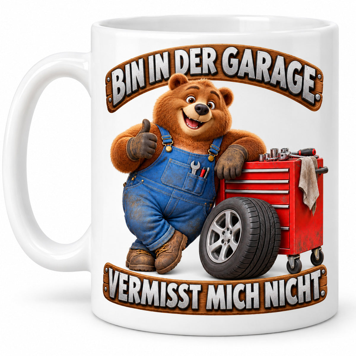 Auto Tasse Spruch Keramik 330 ml Geschenk für Autofan beidseitig Druck