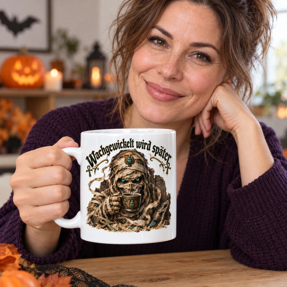 WS-Trend Mumienmorgen Horror Tasse Keramik 330 ml mit Motiv und Spruch - WS-Trend.de