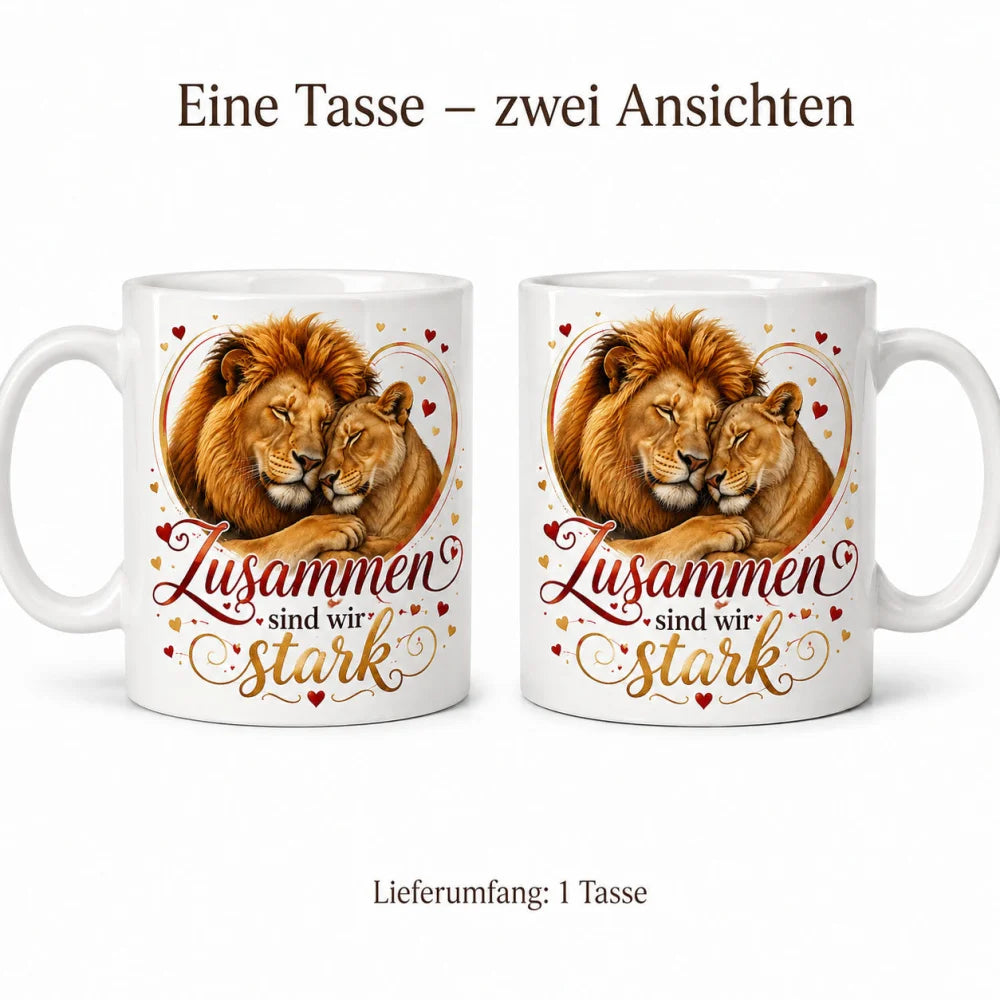 Löwen-Tasse für Lieblingsmenschen - Geschenk zum Jahrestag weiß 330 ml - WS-Trend.de