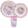 Hello Kitty Kinder Geschirr-Set 3 teilig Becher (260 ml) Teller Schüssel