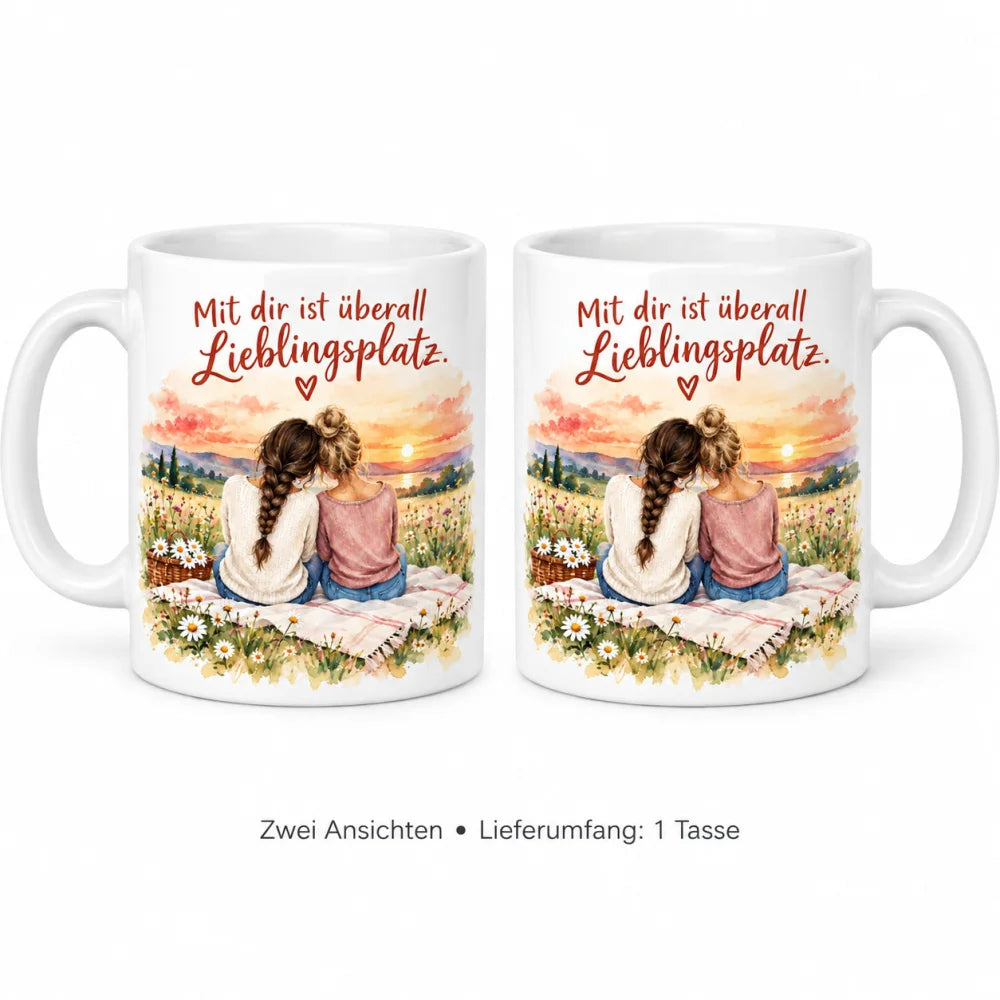 Beste Freundin Tasse mit Spruch – Aquarell Geschenk aus Keramik 330 ml - WS-Trend.de