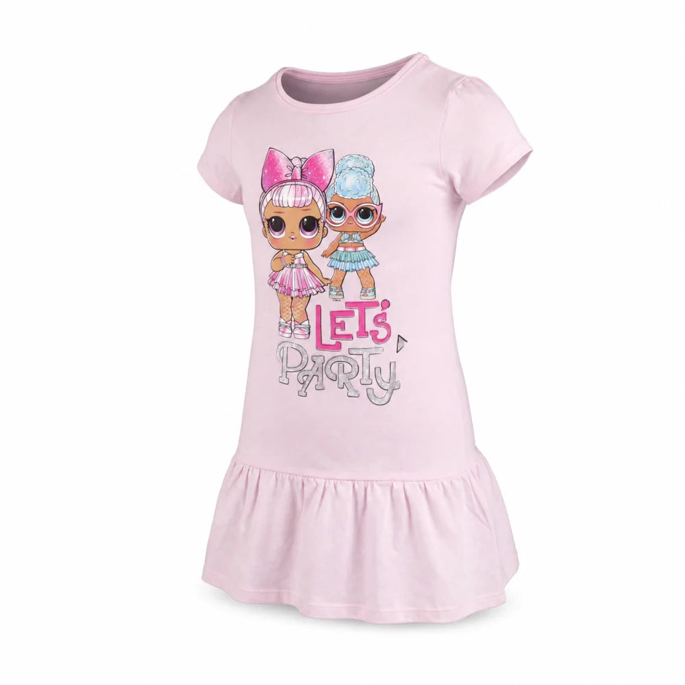 LOL Surprise Kinder Sommerkleid Kleid kurz Rosa Pink 100% Baumwolle Kurzarm - WS-Trend.de