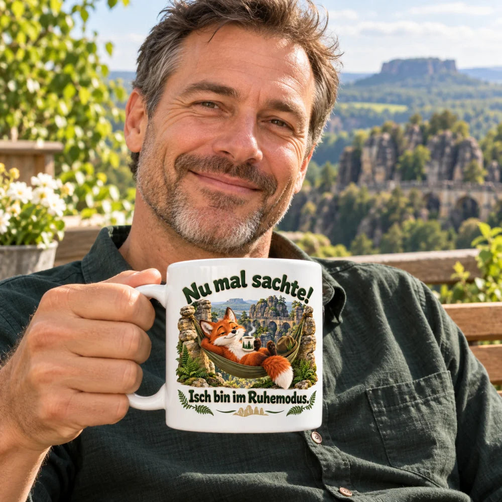 WS-Trend Bastei Fuchs Tasse sächsischer Spruch Keramik 330 ml Geschenk - WS-Trend.de