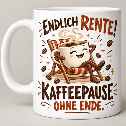 Rententasse mit Spruch Keramik 330ml Geschenk zum Ruhestand beidseitig