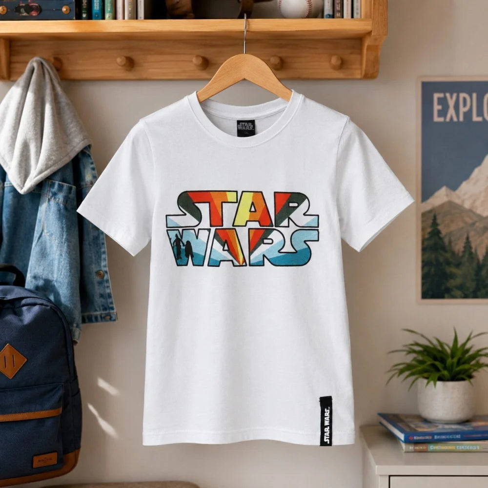 Disney Star Wars T-Shirt Kurzarm Kinder Jungen Shirt Weiß Gr. 152 - WS-Trend.de