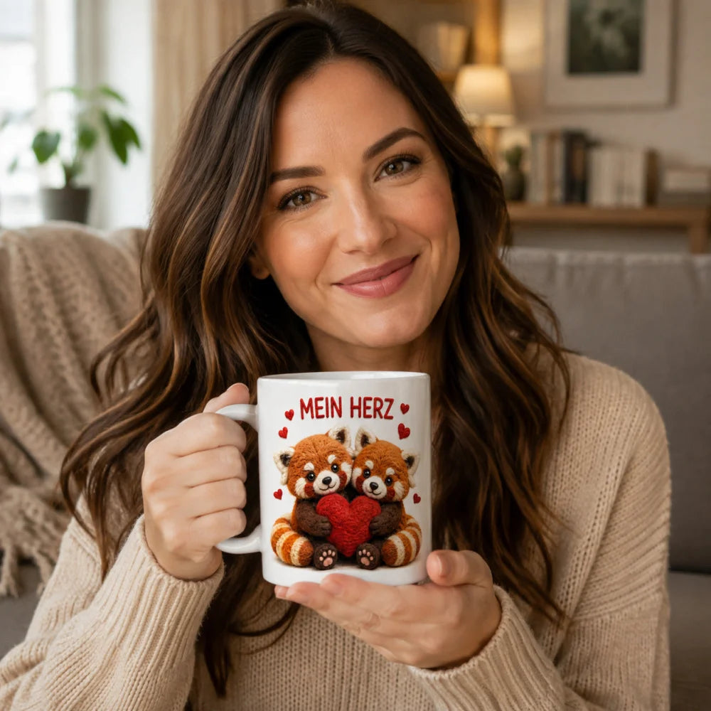 Liebestasse Tiermotiv - Kaffeetasse Geschenk fuer Partner 330 ml weiss - WS-Trend.de