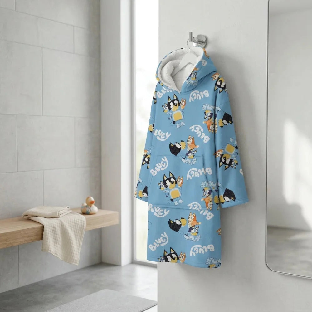 Bluey und Bingo Kuschelponcho mit Kapuze Tasche 3-6 Jahre - WS-Trend.de