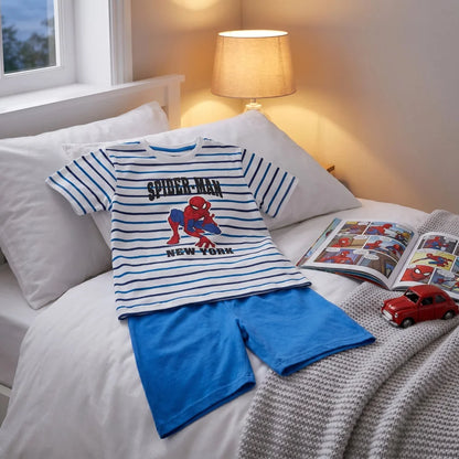 Marvel Spiderman Kinder Schlafanzug Pyjama kurz Nachtwäsche 104 - 134 Baumwolle - WS-Trend.de