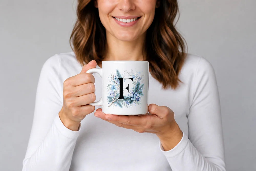 Winter Tasse A-Z Buchstaben 325 ml Keramik Geschenkidee personalisiert - WS-Trend.de