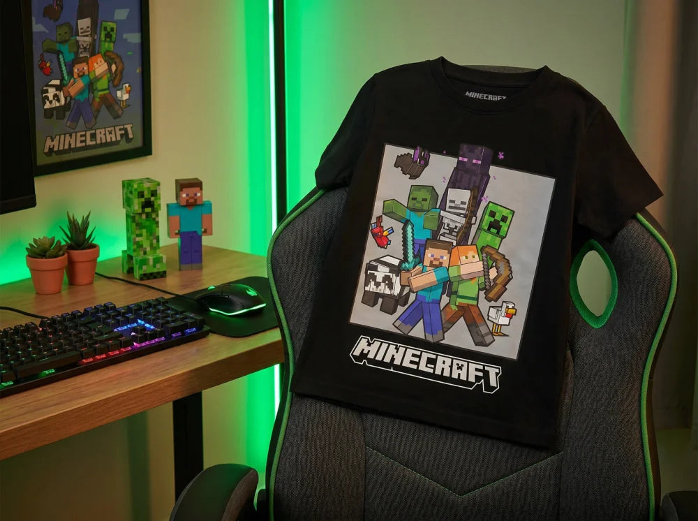 Minecraft Gamer Creeper Kinder T-Shirt Kurzarm Shirt Gr. 116-146 100% Baumwolle - WS-Trend.de