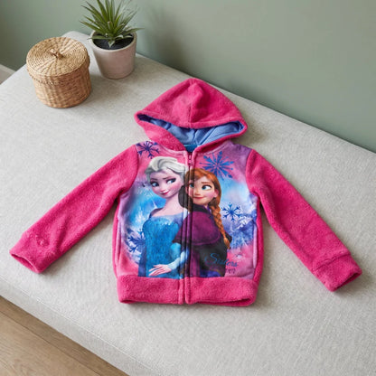 Disney Die Eiskönigin Elsa & Anna Kinder Coral-Fleece Kapuzenjacke Pink Gr. 98–128 - WS-Trend.de