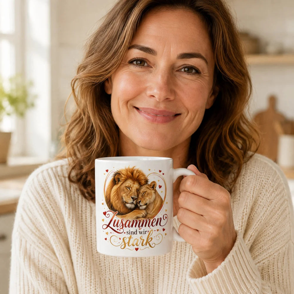 Löwen-Tasse für Lieblingsmenschen - Geschenk zum Jahrestag weiß 330 ml - WS-Trend.de