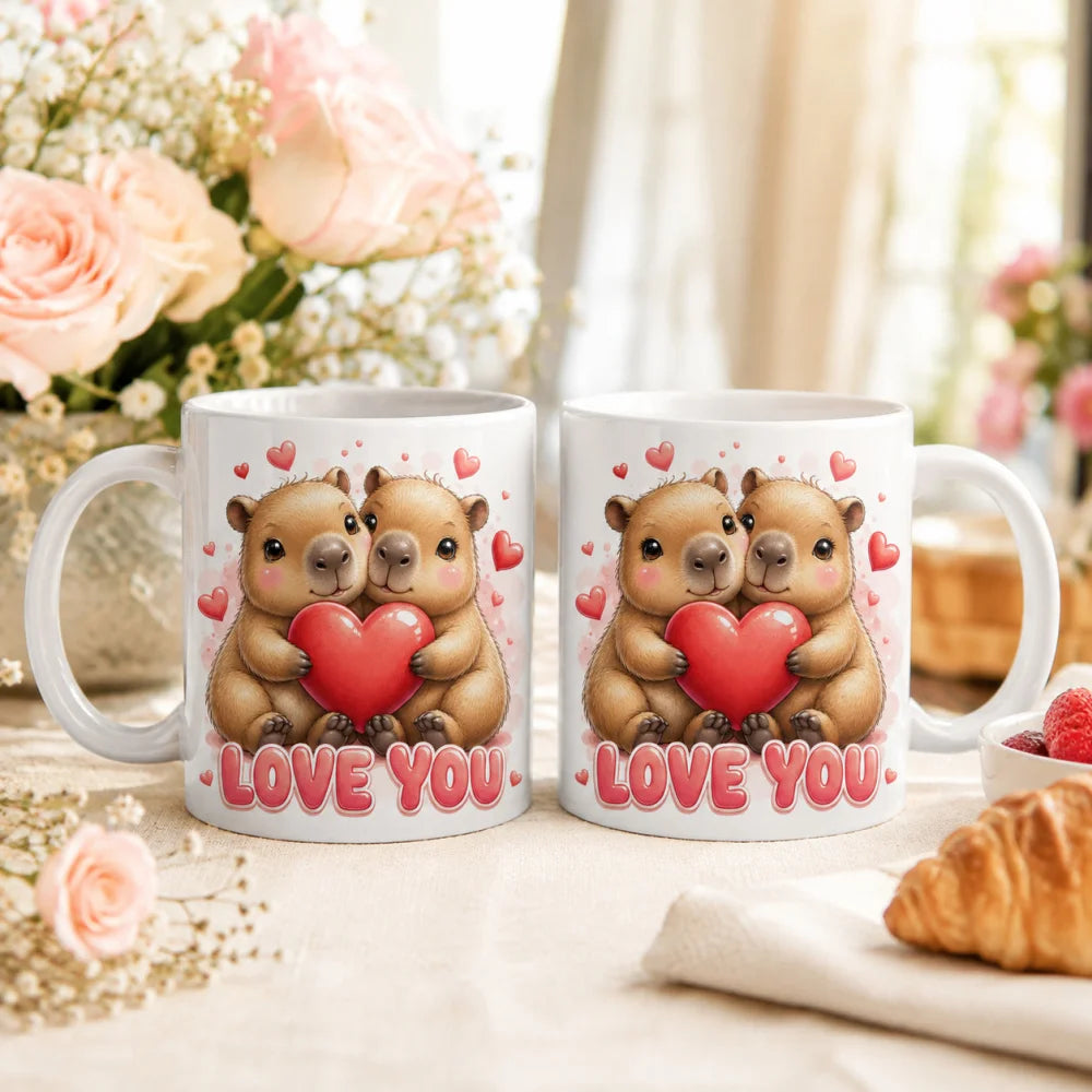 Liebestasse Tiermotiv - Kaffeetasse Geschenk fuer Partner 330 ml weiss - WS-Trend.de