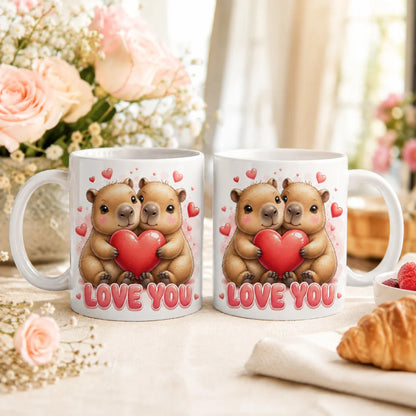 Liebestasse Tiermotiv - Kaffeetasse Geschenk fuer Partner 330 ml weiss - WS-Trend.de